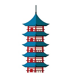 卡通古风塔楼png元素