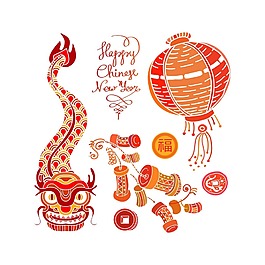 紅色新年裝飾物png元素