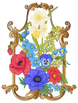 卡通彩色鮮花吊籃png元素