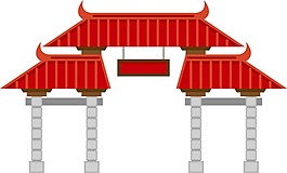 創(chuàng)意卡通古風(fēng)建筑png元素