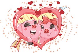 創(chuàng)意愛(ài)情小豬png元素