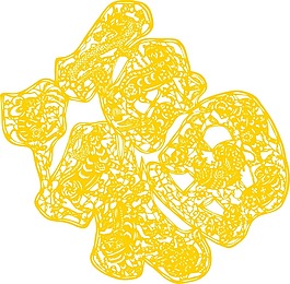黄色剪纸福字png元素