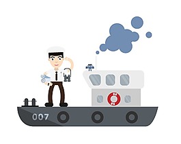 卡通007號輪船png元素