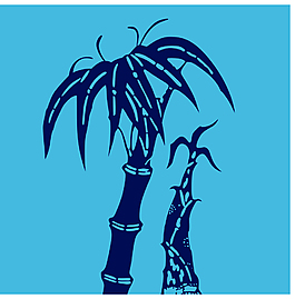 時尚剪影竹子和竹筍插畫