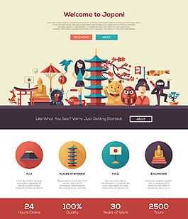 創(chuàng)意日本建筑插畫