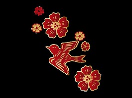 紅色精致時尚花紋裝飾素材
