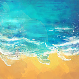油畫大海沙灘背景