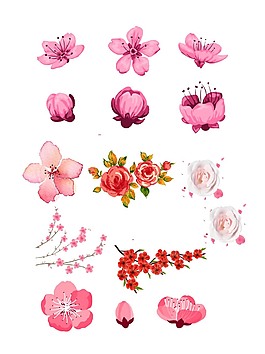 浪漫粉色花瓣元素
