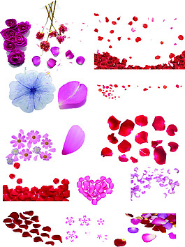 粉色漂浮花瓣png元素素材