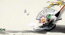 中國(guó)風(fēng)水墨扇子背景