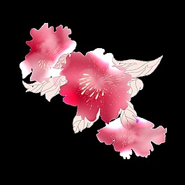 手绘水墨花朵装饰素材