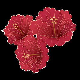 手繪精致紅色花朵裝飾素材