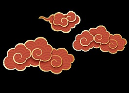 紅色喜慶古典祥云裝飾素材