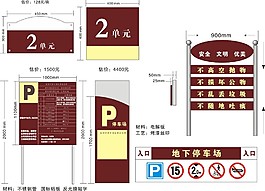物业立式标语牌停车导视牌信息牌导视系统CDR矢量