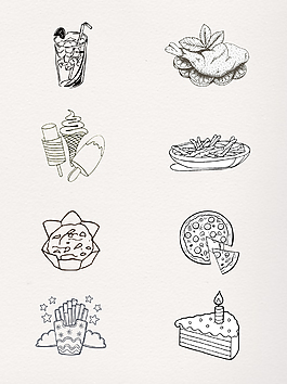 卡通食物线条线描简笔画PNG元素