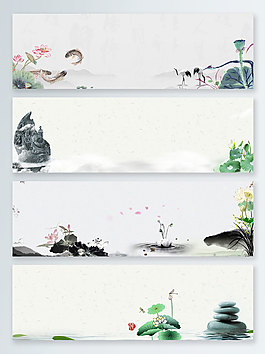中國(guó)風(fēng)古典荷花banner海報(bào)背景