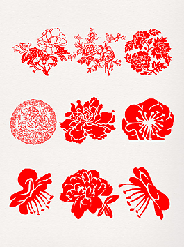 中國風剪紙花卉