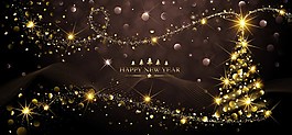 金色的圣誕樹AI矢量元素
