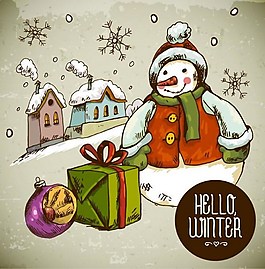 圣誕節(jié)雪人禮物ai矢量素材