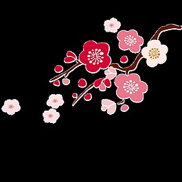 手繪扁平梅花裝飾素材