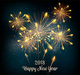 2018新年金色五彩節(jié)日煙花
