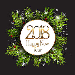 2018植物裝飾金色文字