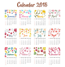 2018水彩風格日歷設計