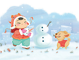 2018狗年雪地元素