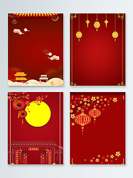 深紅色喜慶中國風廣告背景圖