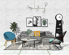 現(xiàn)代簡(jiǎn)約家裝家具綜合模型效果圖