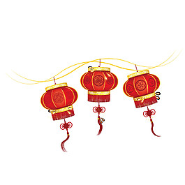 歡度春節(jié)紅色燈籠節(jié)日元素