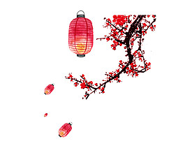 清新婉約桃紅色燈籠節日元素