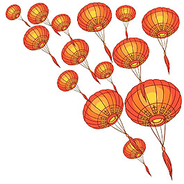 喜庆橙红色灯笼节日元素