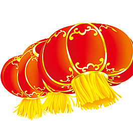 鮮艷紅色圓形燈籠黃色燈穗節(jié)日元素