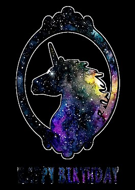 手繪星空獨(dú)角獸png透明素材