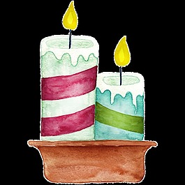 手繪兩根圣誕蠟燭png透明素材