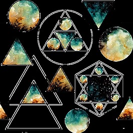 手繪幾何星空圖案png透明素材
