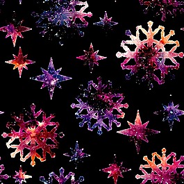 手繪漸變水彩雪花png透明素材