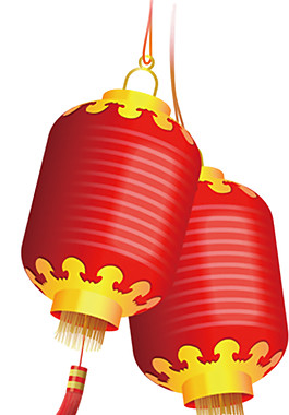 中式新年大红灯笼元素