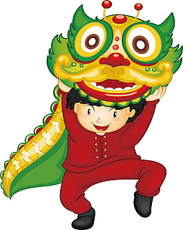 簡約新年舞獅素材