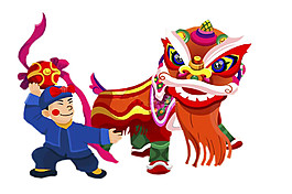 中国风新年舞狮PNG元素
