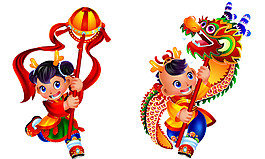 中國風新年舞龍元素