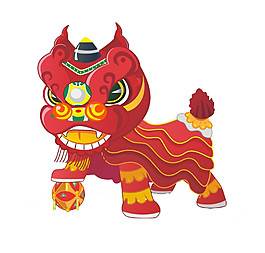 手繪新年舞獅元素