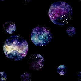 手繪紫色星空月球png透明素材
