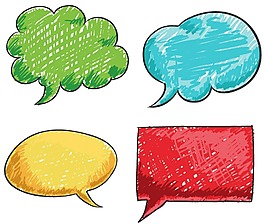 卡通彩色手繪對話框png元素