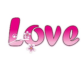 卡通粉色love艺术字png元素