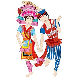 卡通民族舞蹈表演png元素