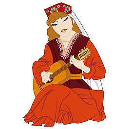 卡通彈樂器女孩png元素