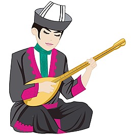 卡通少数民族演奏png元素