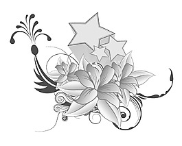 考听灰色鲜花png元素